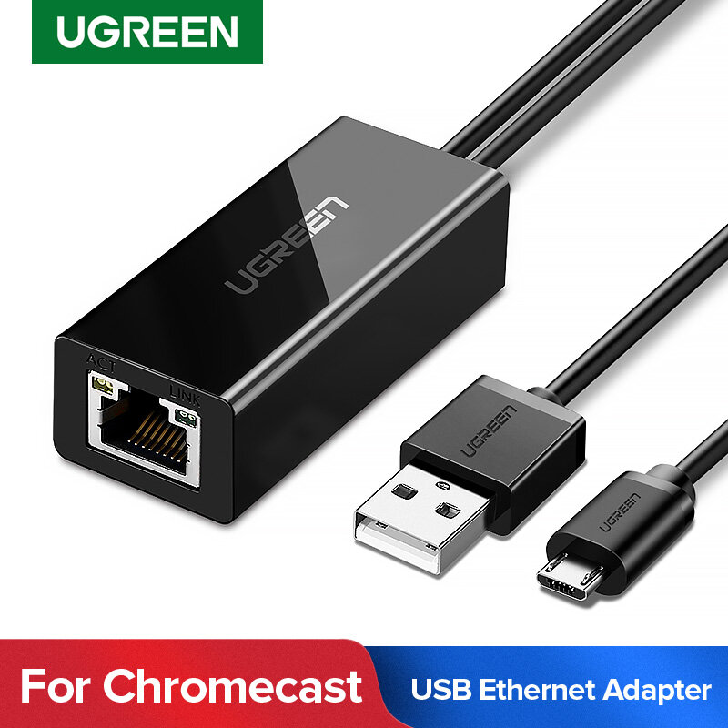 Ugreen-adaptador Ethernet USB para Chromecast, Amazo Fire TV Stick, tarjeta de red USB RJ45 para Google Chromecast Gen 2 1 Ultra