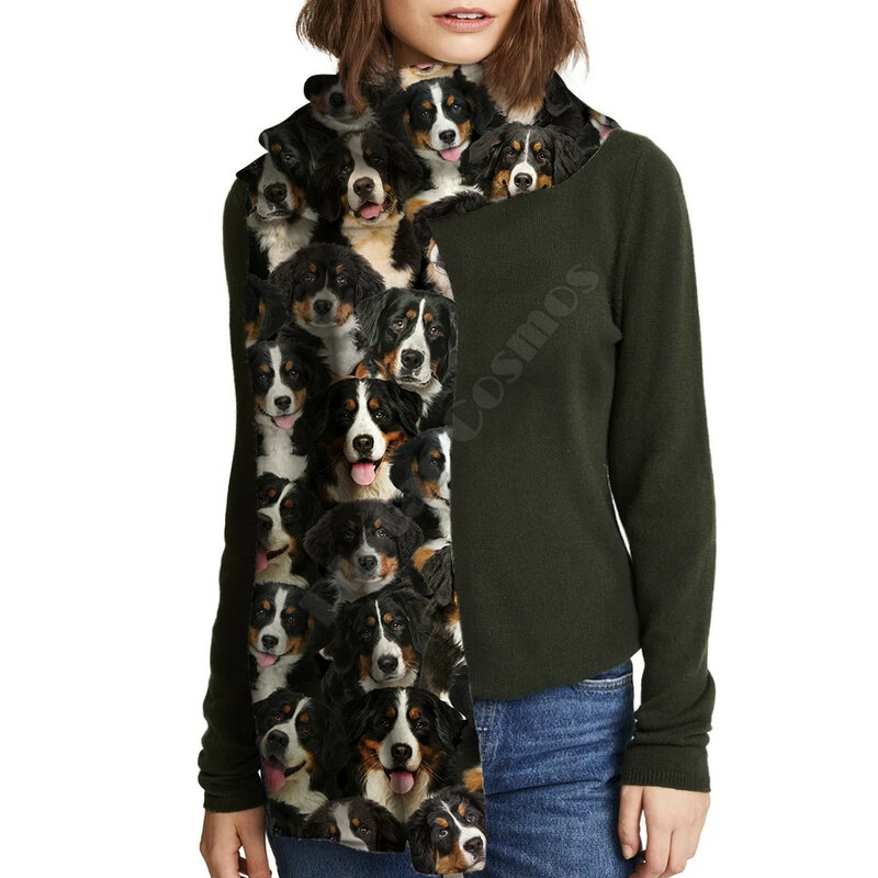 Black Cat 3D Printed Imitation Cashmere Scarf Autumn And Winter Thickening Warm Funny Dog Shawl Scarf