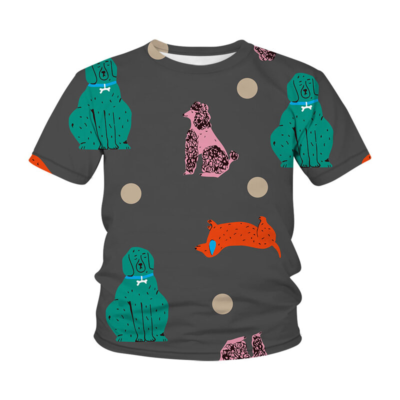 2021 3D สัตว์พิมพ์เสื้อ T สำหรับ Choldren เด็กชายหญิงฤดูร้อนแขนสั้นเสื้อยืดสุนัขตลก Tshirt เด็กเสื้อผ้าเด็กเสื้อ