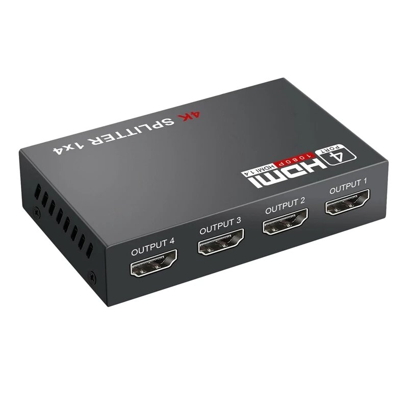4K HD HDMI-compatible 1 x 4 Splitter Amplifier 1 In 4 Out HD 1.4 Converter 1080P  4 Port Hub 3D EU US Plug  For  Xbox PS3 HDTV