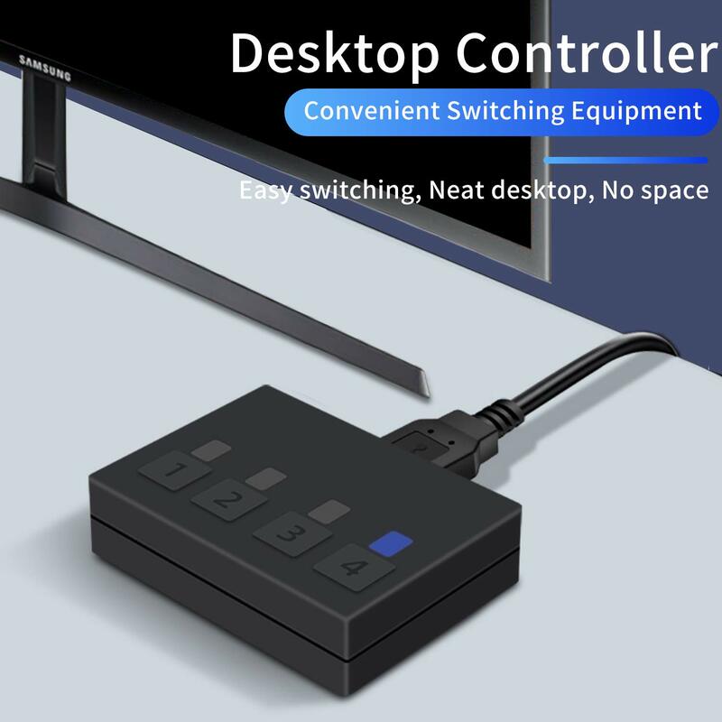 DisplayPort KVM Switch 4 Port 4K 60Hz USB Dan DP Switch untuk 4 PC Berbagi Keyboard Mouse Monitor Printer untuk Laptop,PC,Xbox HDTV