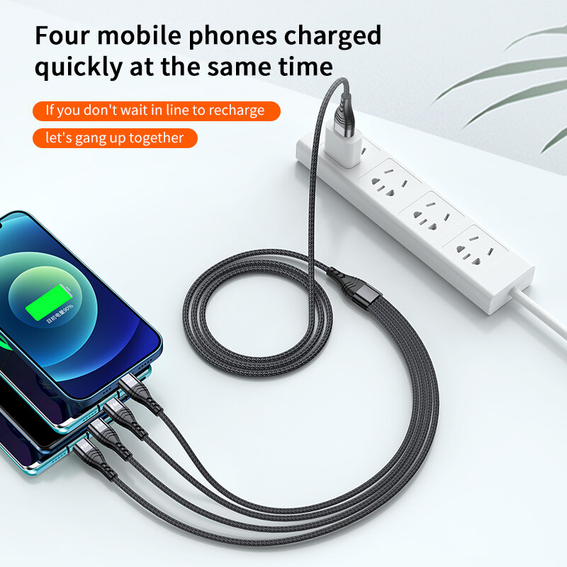 Cavo USB 4 in1 per iPhone 13 12 11 6A 66W cavo dati cavo Micro USB C per Xiaomi Samsung OPPO Huawei cavo di ricarica rapida