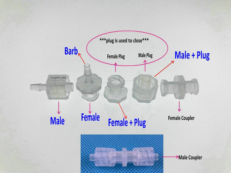 Luer Lock macho e fêmea conector, Caps Acopladores, Adaptador Polyprop, Equipamentos médicos, 1Pc
