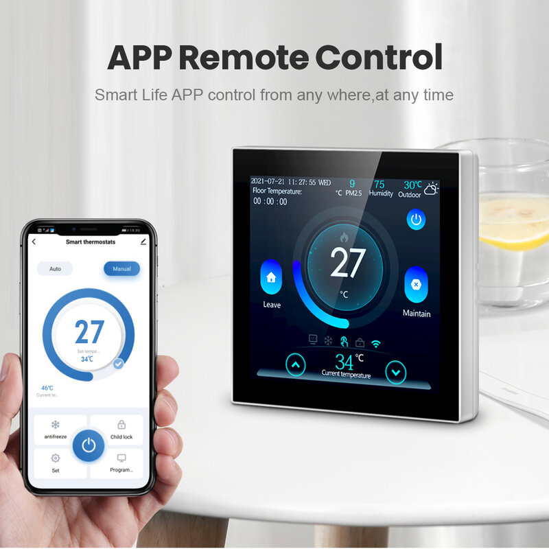 Fancyto Smart Floor Thermostat,Tuya WiFi Electric/Water Heating Temperature Controller,Smart Home untuk Alexa Google Home Alice