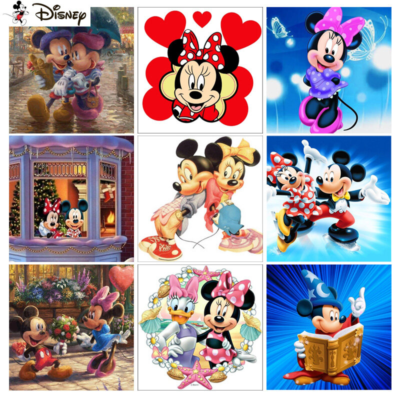 Pintura de diamantes de taladro completo de Disney, imagen DIY de Mickey Mouse de dibujos animados, 5D de imitación bordado de diamantes, decoración de punto de cruz