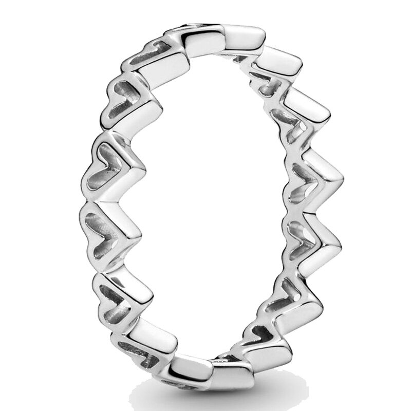 925 srebrny pierścionek 1:1 uniesiony odręczny miłość serce polerowane korona sygnaturka żeńskich pierścionek DIY moda biżuteria