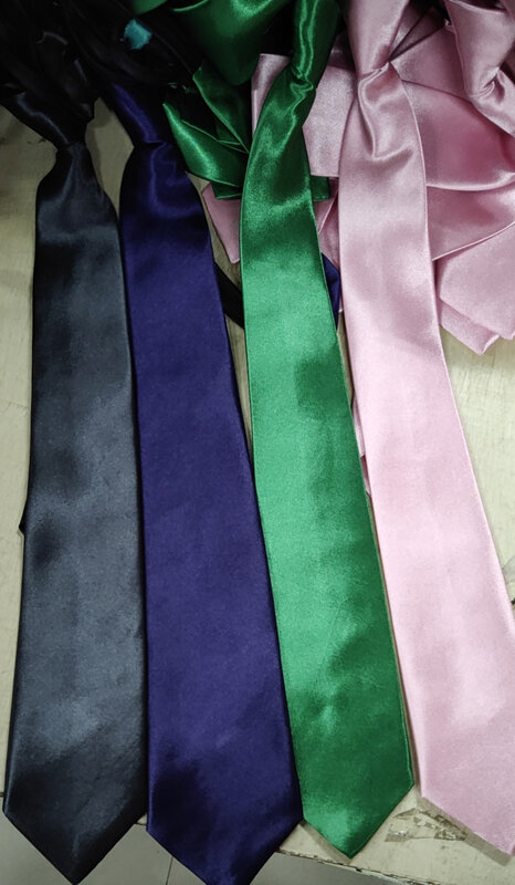HUISHI Neck Tie 8cm For Men Tie Polyester Satin Solid 8cm Pre-tied Zipper Necktie Black Navy Blue Red Green White Pink Neckties