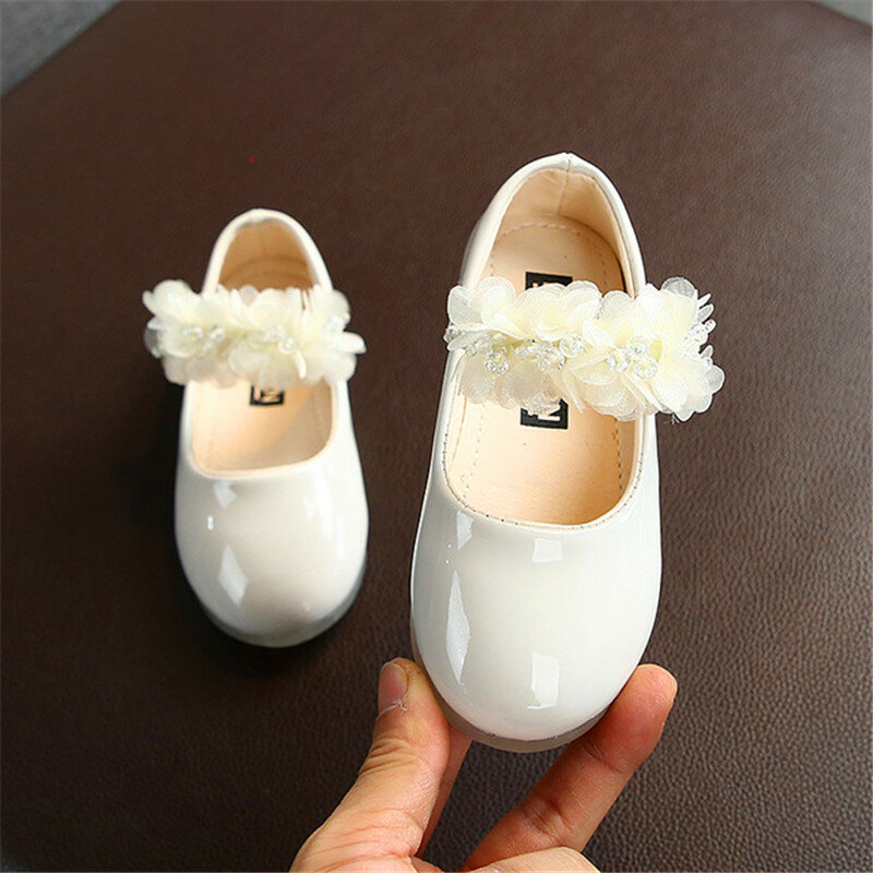 Kinder Kinder Baby Schuhe Mädchen Strass Blumen Student Anti-Slip Charming Weiche Tanz Prinzessin Elegante Mode Leder Schuhe