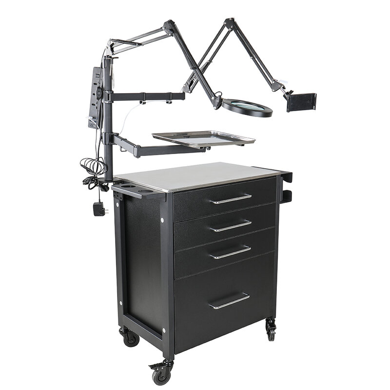 Iron Work Station Tattoo Furniture Multifunction Tattoo Workstation Simple Tattoo Mobile Tattoo Kits for Tattoo Cart with Wheels