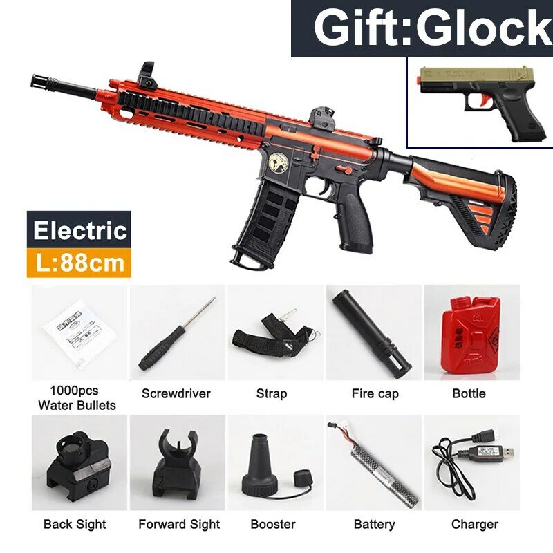 Pistola de tiro automático para niños, M416 juguete de plástico, Armas de fuego, agua, Paintball, bola de Gel, pistola de Gel, para exteriores