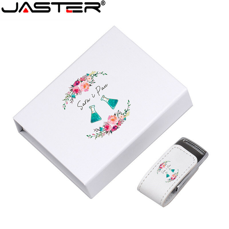 JASTER Benutzerdefinierte Für Geschenke 2,0 Flash Pen Drives 64GB 32GB 4GB 8GB 16GB Stick Leder usb + Weiß Box (Über 1 stücke Freies Logo)