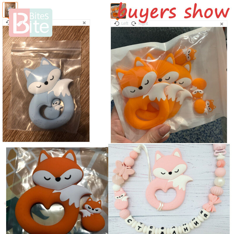 1/5pc Silicone Mini Fox Baby Pacifier Pendants Food Grade Silicone Bead Rodent Animal Baby Teether Tiny Rod Children's Goods Toy