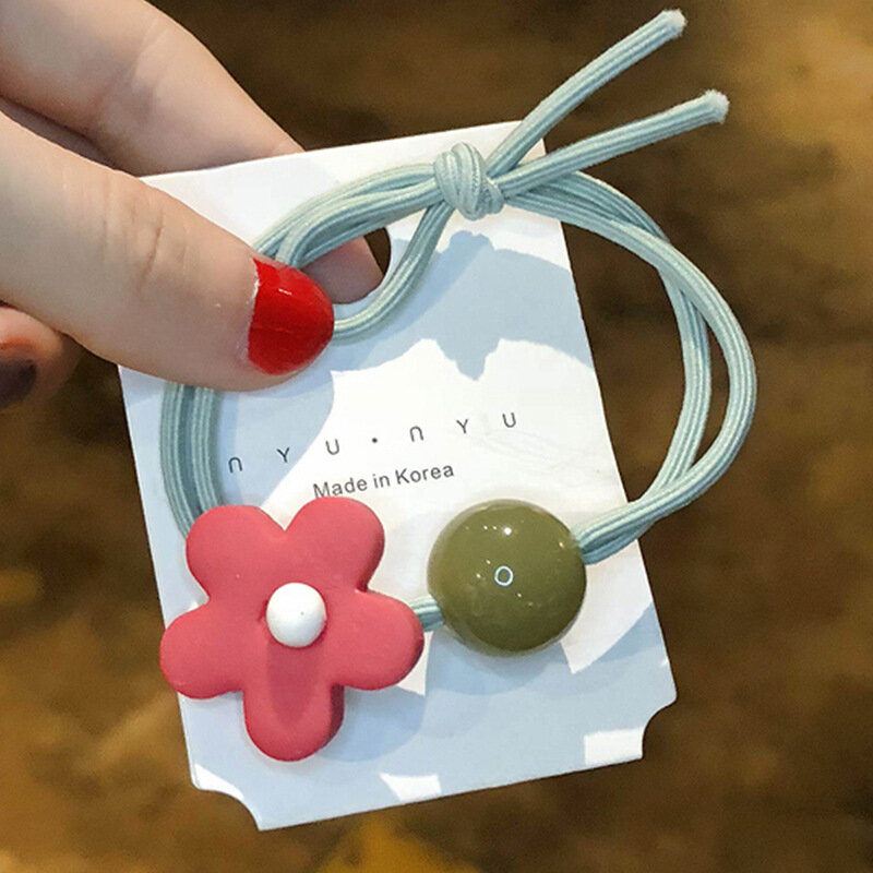 New Cute Flower candy color hair rope ins Cute candy color hair ring girl head rope for girls Women Hair Accessories