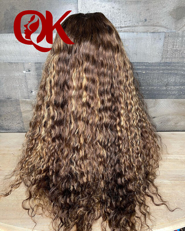 QueenKing hair Highlight Balayage Color Lace Front Wig 13x4 Transpant Lace 4/27 Preplucked Hairline Brazilian Human Remy Hair