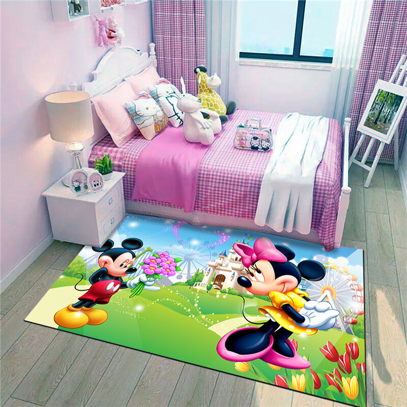 Alfombrilla impermeable de Mickey y Minnie para puerta, tapete de dibujos animados, alfombras bonitas para cocina, dormitorio, alfombras decorativas para escaleras, artesanías de decoración del hogar