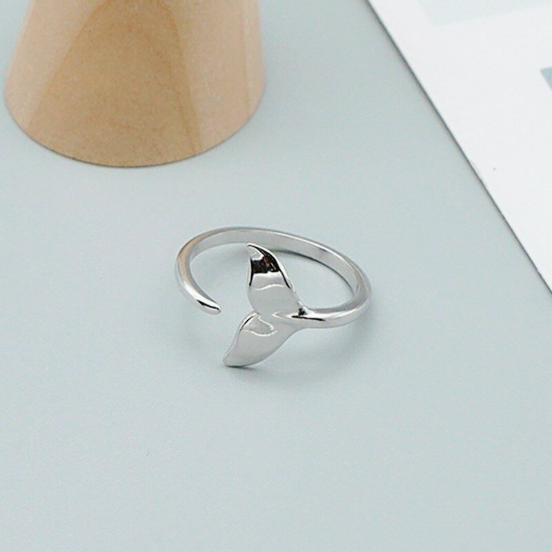 High Quality Fashion 925 Sterling Silver Geometric fish tale Adjustable Rings For Women Wholesale Jewelry