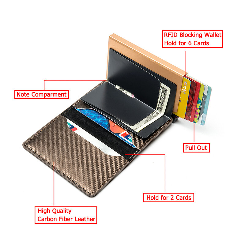 ZOVYVOL RFID PU Leather Carbon Fiber Wallet Protector Credit Card Holder Slim Card Case 2021 New Mini Carteira