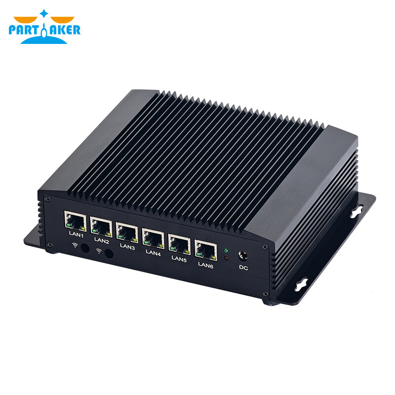 Partaker Router Mini tanpa kipas, PC Intel Core i5 8260U 6 LAN I225 Gigabit Ethernet 4 * Usb 3.0 HD RS232 COM Firewall pfSense Minipc