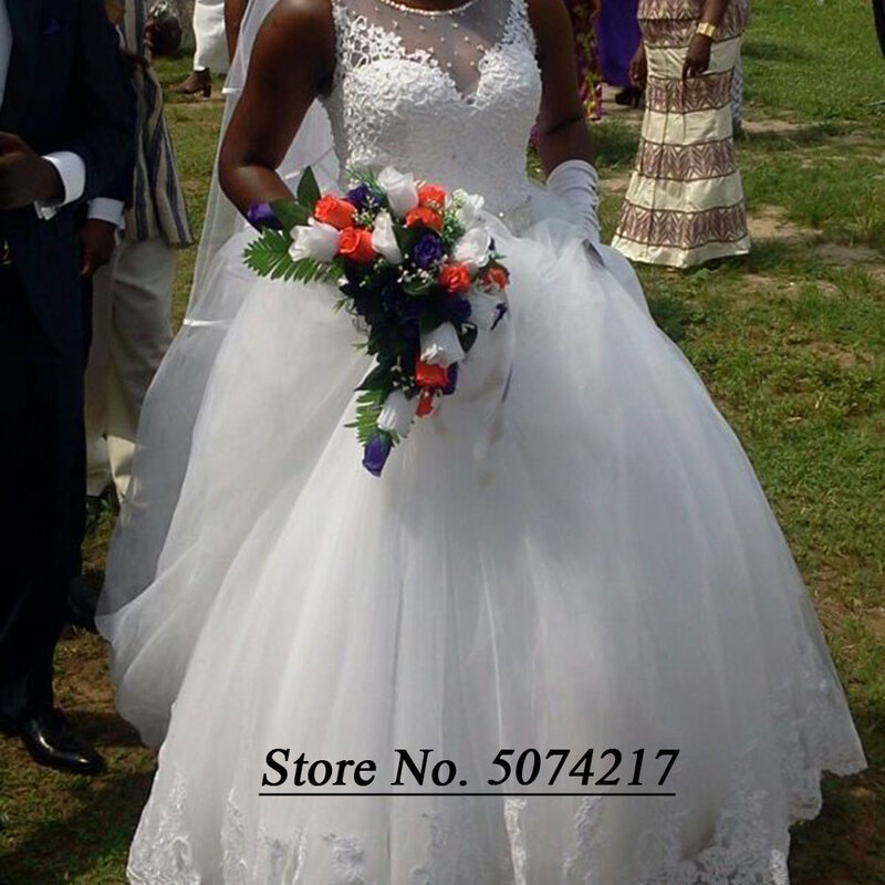 Vestido de casamento da princesa branco puro feito sob encomenda vestido de baile vestido de noiva apliques de renda com cinto frisado