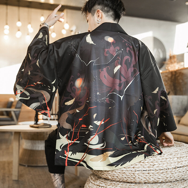 Kimono japonais traditionnel pour hommes, Costume de samouraï Yukata, vêtements de guerrier japonais Cosplay Haori DD1115
