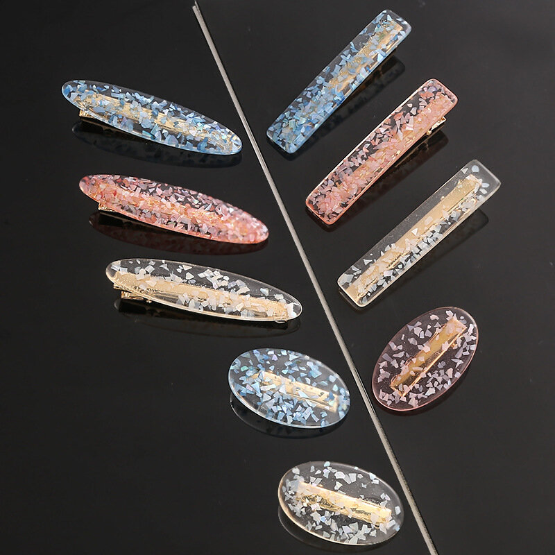 Fashion Fantasy transparent Shell Girl  lovely Geometric Oval Hair Clips Hair Accessories Sequins Hairpins Barrettes Headband