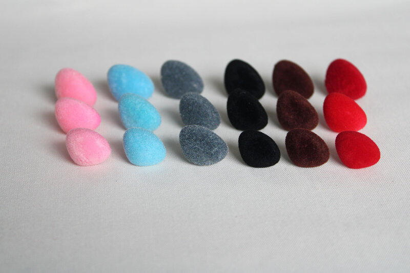 50pcs 12mm 15mm 18mm 20mm 22mm 24mm 26mm  pink/red/black/brown gray blue  flocking  Triangular safety toy nose with soft washer