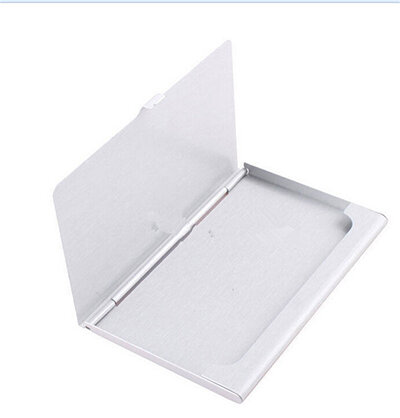 حافظة لبطاقات الائتمان ، صندوق معدني رفيع ، جيب من الفولاذ المقاوم للصدأ ، 9.3 × 5.7 × 0.7 سنتيمتر