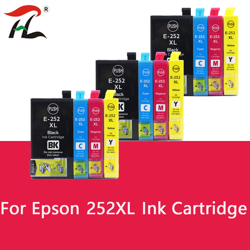 Para Epson Cartucho De Tinta Epson 252XL T252XL WF-3620 E-252XL 252 XL Para Epson WorkForce 3640 7110 7210 7610 7620 7710 7720 Printer
