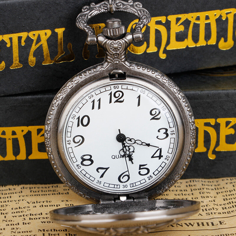 Jam tangan saku Quartz Steampunk serigala mengagumkan jam tangan Fob liontin kalung pria wanita