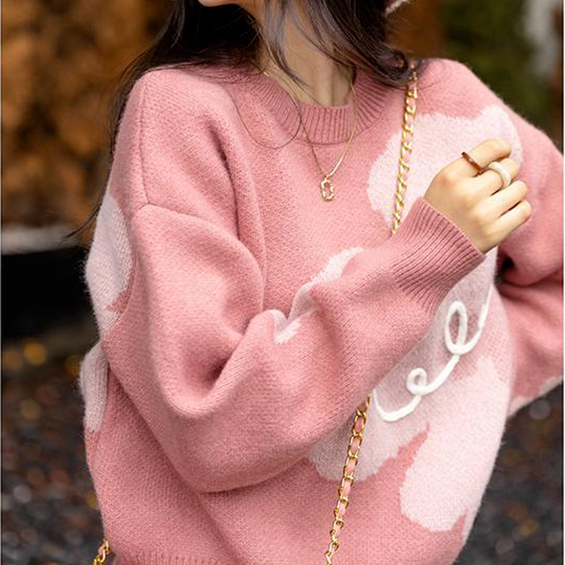 Pullover Wanita Gaya Preppy Longgar Jalan Tinggi Perempuan Estetika Indah Sweater Pakaian Dasar Musim Gugur Ins Koleksi Baru Harajuku