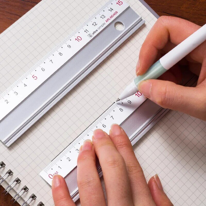 4 sztuk/zestaw M & G aluminium metalowa linijka zestaw matematyki rysunek kompas piśmienne linijki ołówek dla szkolne materiały papiernicze czarny/Sliver