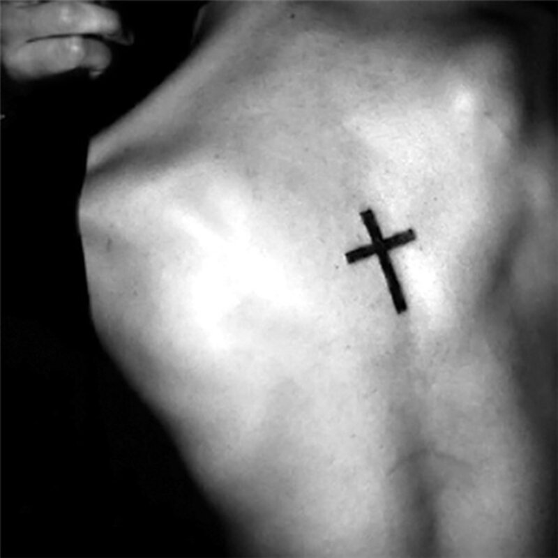 Naklejki tymczasowe tatuaże do ciała wodoodporny tatuaż dla mężczyzn proste 10.5*6cm 1 arkusz kobiety tymczasowy krzyż tatuaż