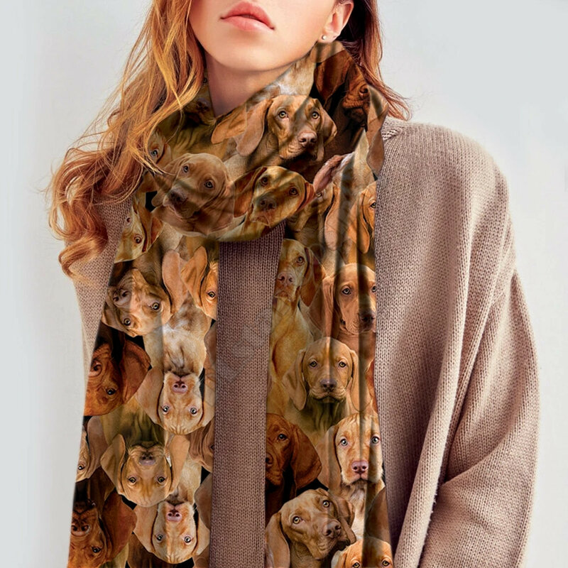 Sciarpa in Cashmere imitazione stampata 3D Vizsla autunno e inverno ispessimento sciarpa scialle cane divertente caldo
