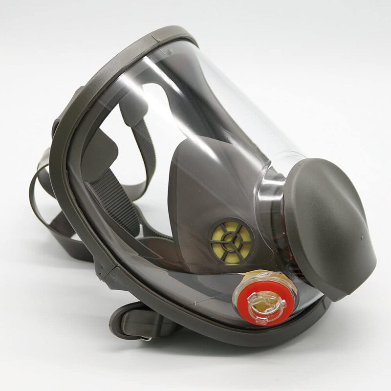 Masker Wajah penuh kimia PC HD anti-kabut, Respirator Gas/debu 6898 layar/bando untuk 3M 6800