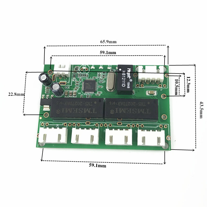 Placa de circuito de interruptor de puerto ethernet para Módulo de 10/100mbps, placa PCBA de 5 puertos, placa madre OEM, interruptor ethernet de 12V