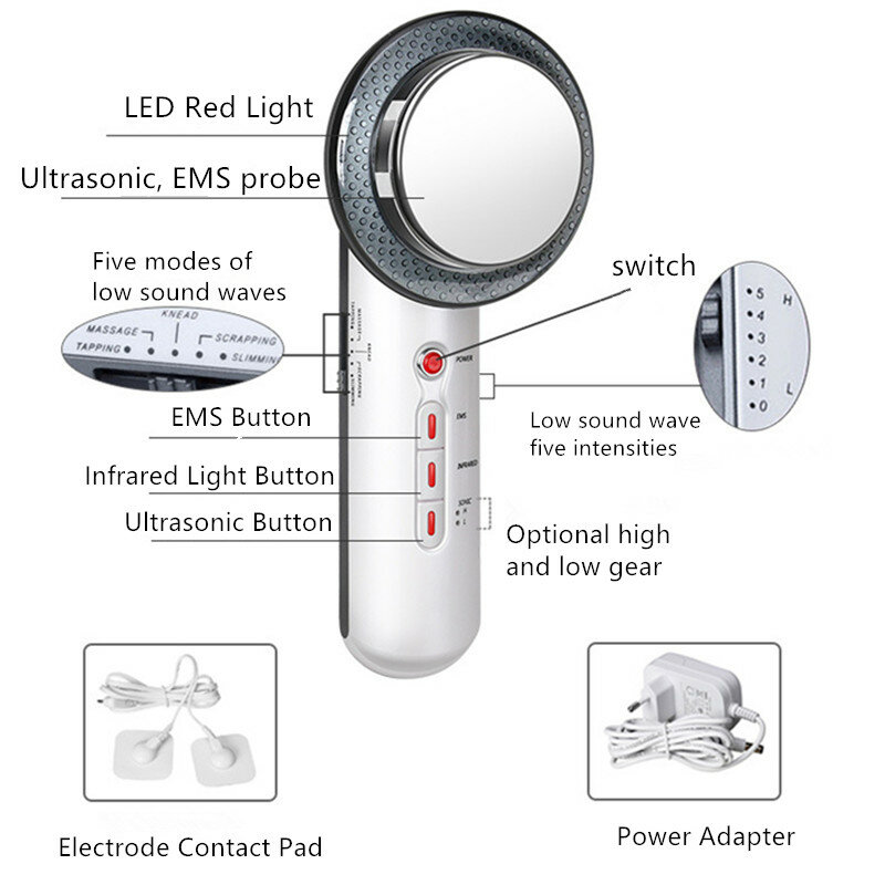 جهاز مساج للجسم 3 في 1 أداة لرفع الوجه EMS جهاز تنحيف الدهون يعمل بالأشعة تحت الحمراء جهاز العناية بالبشرة مع إسقاط الشحن 27 #
