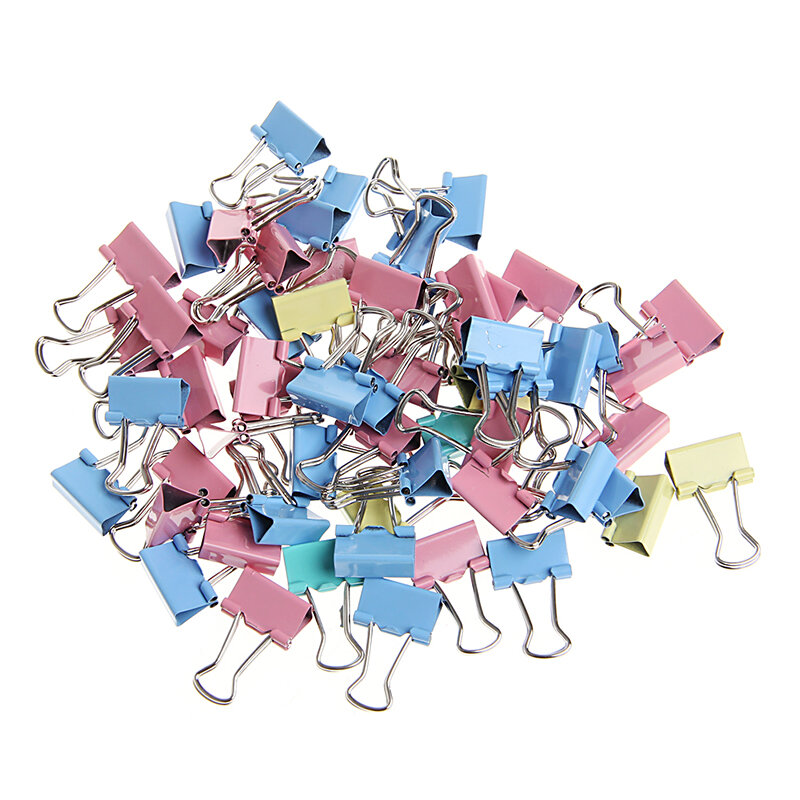 60Pcs Colorful Metal Binder Clips File Paper Clip Office Supplies 15mm Width