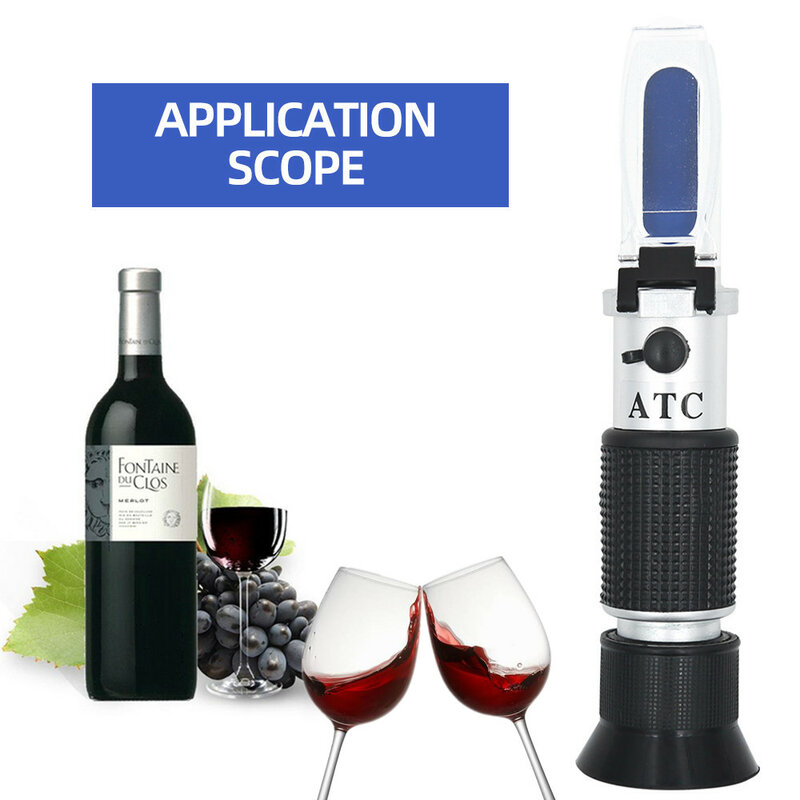 مقياس كثافة الكحول في النبيذ, جهاز قياس الانكسار والتركيز للكحول، 0-25 %، الجعة 0-40% بركس، العنب