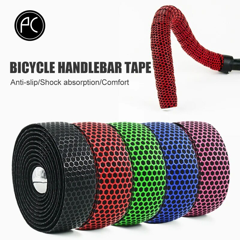 PCycling Bicycle Handlebar Tape Road Bike PU Leather Perforated Belt Breathable Soft Bike Handlebar Tape MTB Fixed Gear Belt