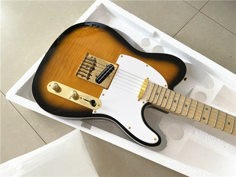 Wysokiej jakości dziedzictwo klasyczny kolor słońca gitara elektryczna złote akcesoria klon ksylofon szyi podwójny miernik pickup