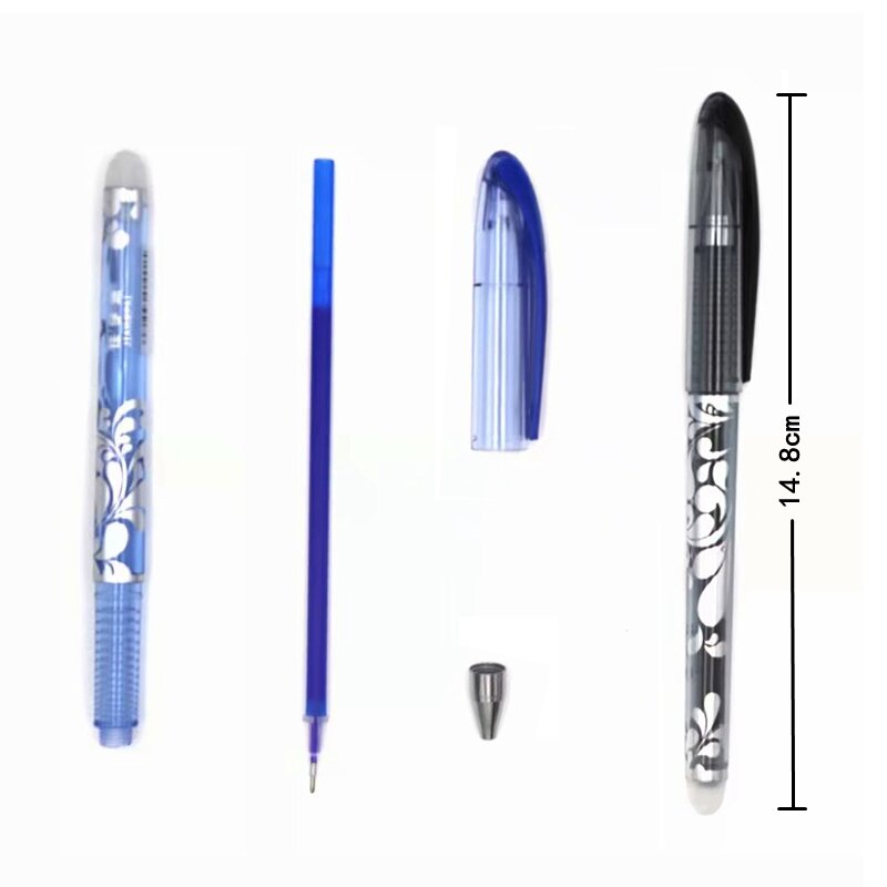 Lote de bolígrafos borrables de 0,5mm, Set de bolígrafos de Gel con mango lavable, varillas de tinta azul y negra, para escuela, oficina, escritura, papelería para estudiantes, 53 Uds.