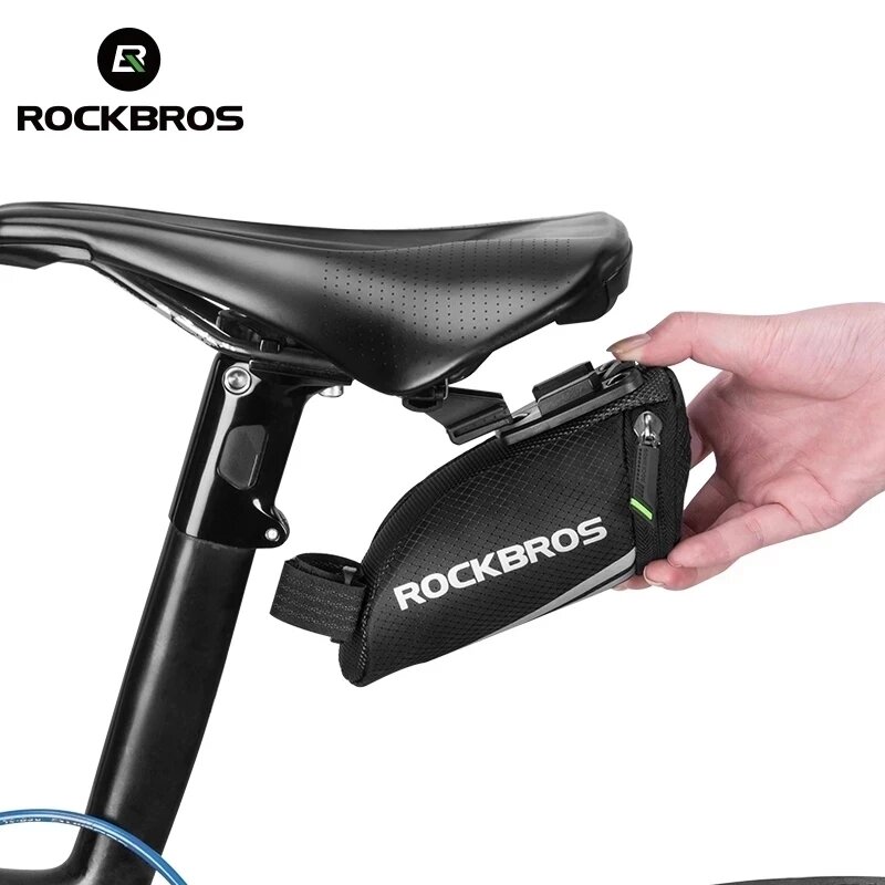 ROCKBROS Portátil Bike Saddle Bag, Reflexivo Cauda Seatpost, Nylon, Ciclismo, Bicicleta Mini Bag, Pacote, MTB, Acessórios de bicicleta