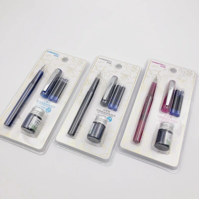 4pcs Blue ink pens Color set Fountain Pen  Ink Sac School office stationery Supplies ink pen for writing Ink Cartridge Set