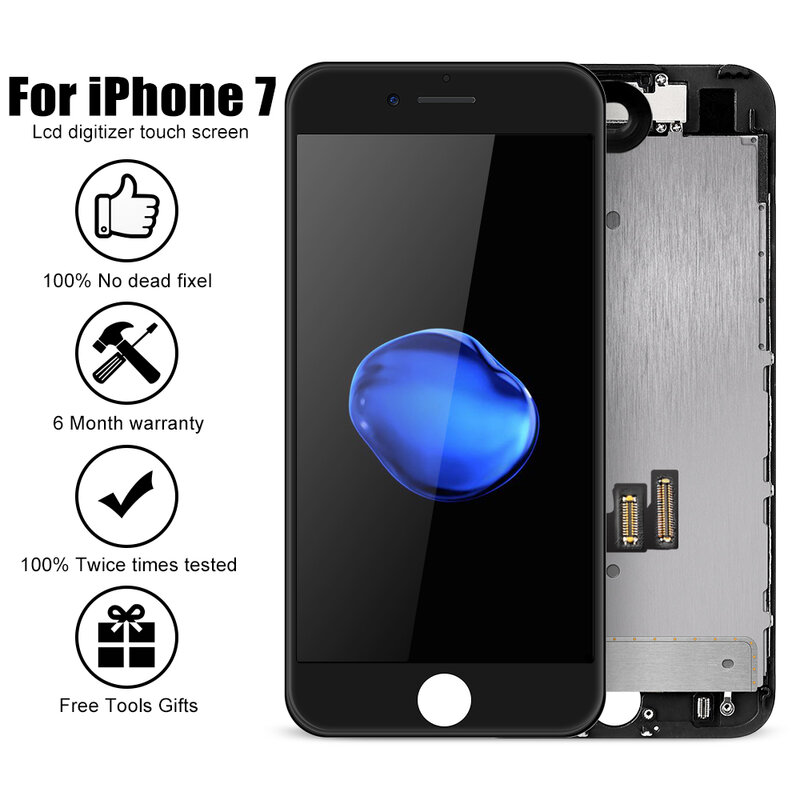 Flylinktech Touch Screen Replacement for iPhone 7 LCD Display 3D Touch Screen Digitizer Pantalla Frame Assembly with Tool Kits