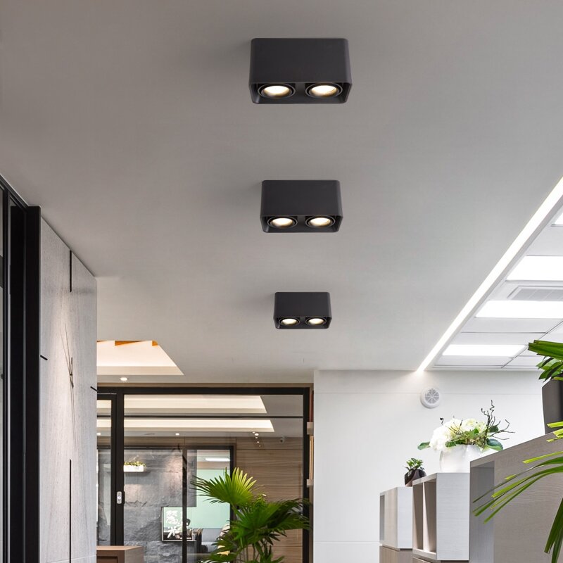 Faretto da incasso a soffitto quadrato nordico a montaggio superficiale a LED per camera/corridoio/corridoio/Foyer AC85-260V COB Cube Spot light