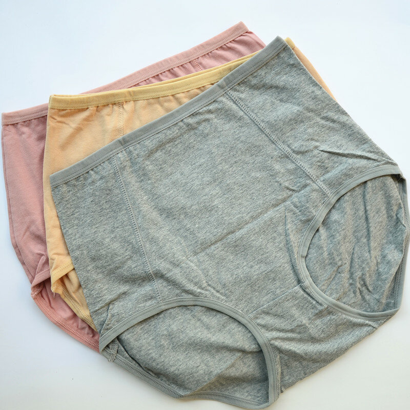 Sexy alta cintura calcinha de algodão para mulheres, íntimas femininas, roupa interior respirável, cuecas monocromáticas, lingerie, tamanho grande, XL-6XL, 2pcs