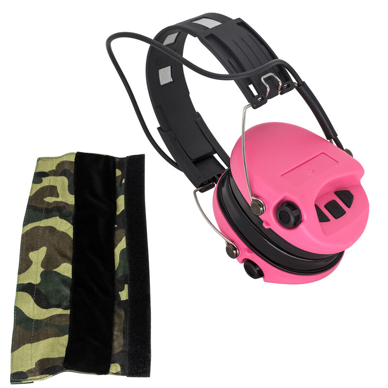 Msasordin Tactical Air Gun Headset Elektronische Gehoorbescherming Schieten Headset (Roze) Met Gel Oorbeschermers