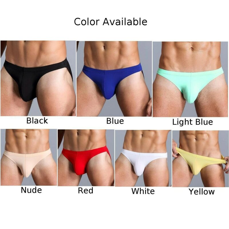 Sexy Men's Underwear U Convex One-piece Ultra-thin Transparent Panties Ice Silk Men's Briefs Low Waist Penis Large Pouch Shorts