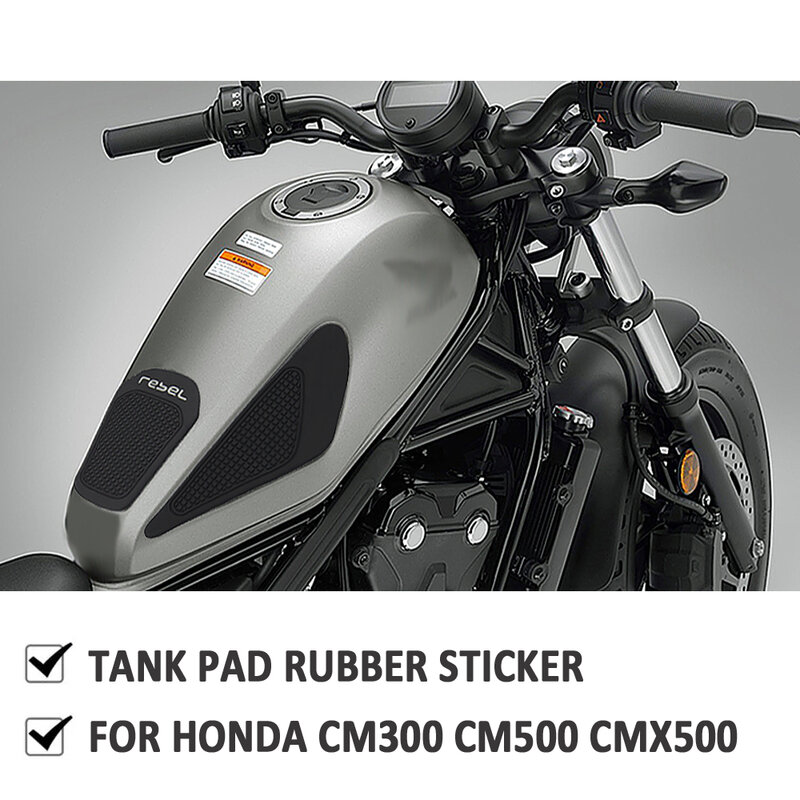 Pegatina de goma para tanque de motocicleta, funda protectora para almohadilla de rodilla, calcomanía de agarre, para Honda Bel 500, REBEL CMX, 500 CM500 CM300