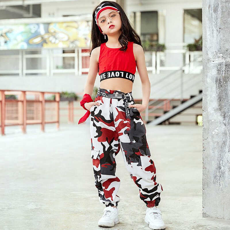 Moda dla dzieci Jazz kostium taneczny dla dziewczynek Hip Hop taniec uliczny odzież kamizelka spodnie dzieci wydajność ubrania do tańca DL2033